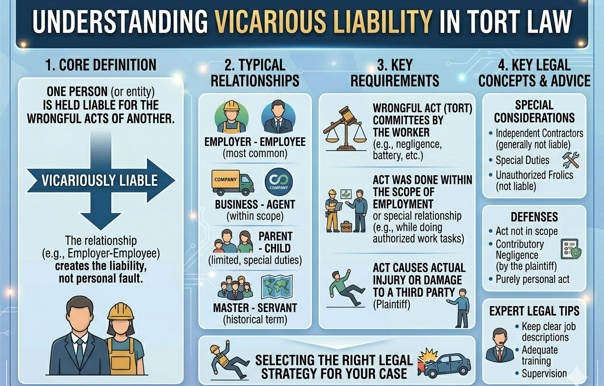 Vicarious Liability in Tort Explained: Definition, Key Principles, Real-Life Examples, and Legal Implications