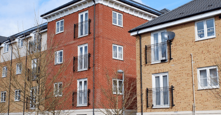 Blocks of leasehold flats in an English town