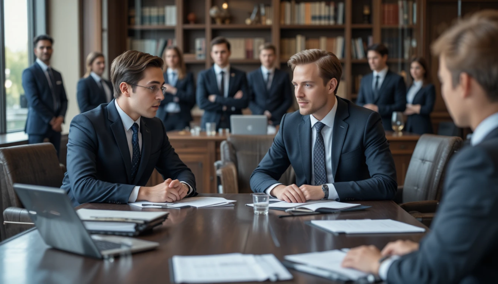 Junior legal staff working in a city law firm