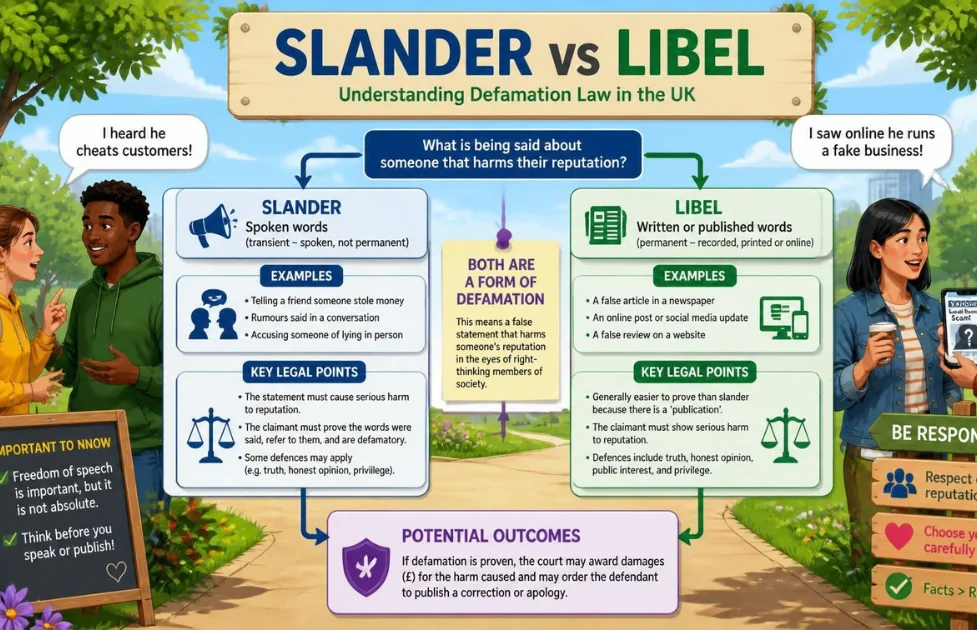 Slander vs Libel in the UK: Key Differences, Claims, Defences and Examples